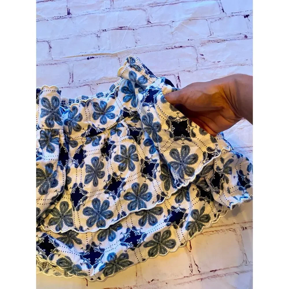 Agua Bendita x Target Blue Floral Tiered Ruffle Skort XL